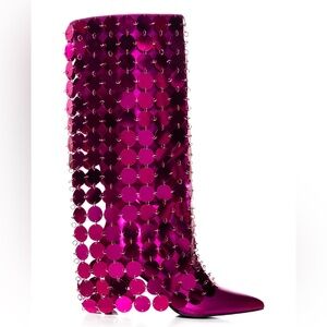 Azalea Wang Fuchsia Pink Embellished Boots